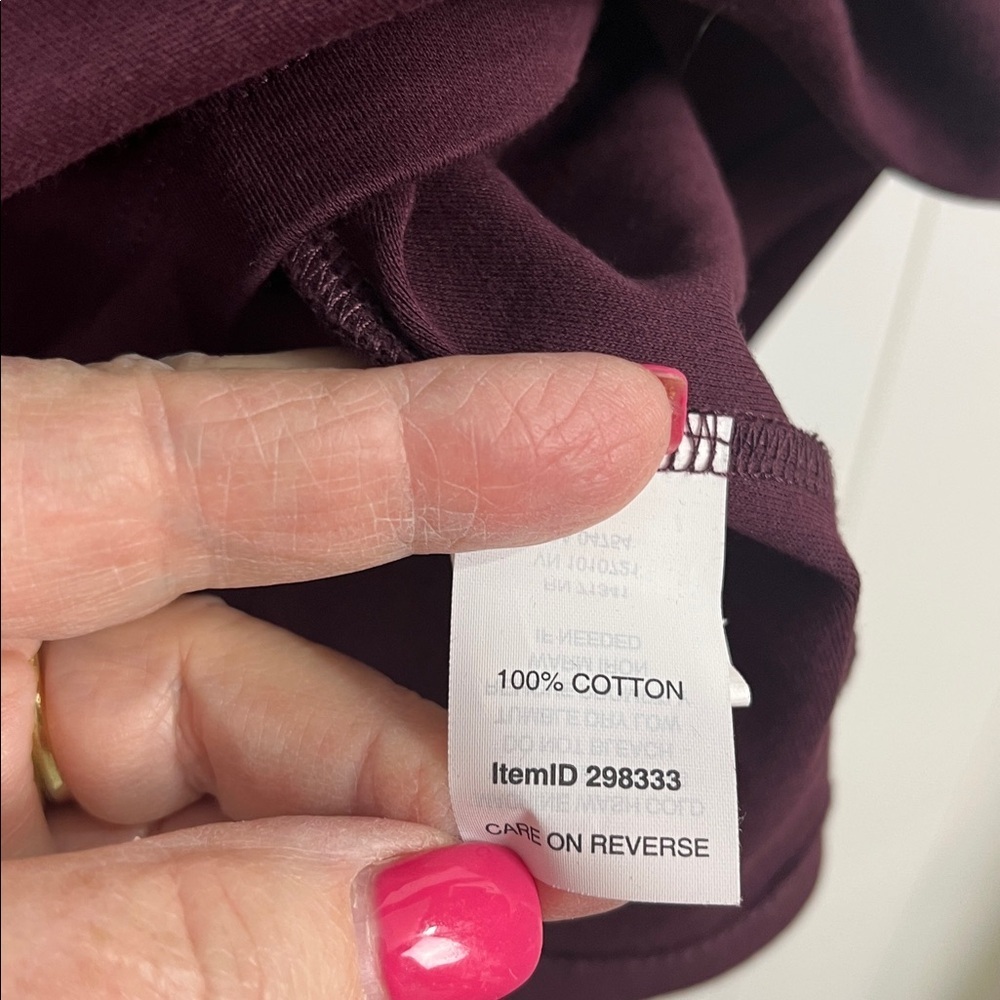 L.L. Bean Women's Pullover Top 2X Plus Burgundy Shawl Collar 100% Cotton NWOT - Picture 6 of 12